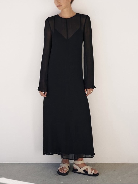 DISSH Dresses & Skirts - Dissh Mari Black Long Sleeve Sheer Maxi Dress